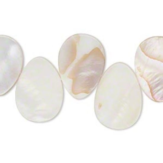 Picture of Mother-of-Pearl Shell 18x13mm top-drilled  Drop White x10