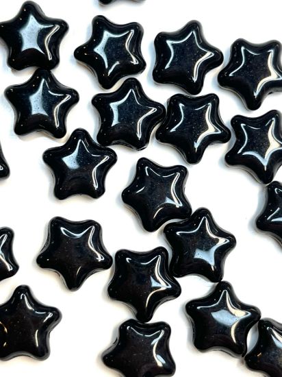 Picture of Flat Star Bead 12mm Jet x15
