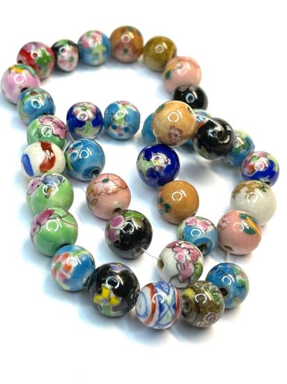 Picture of Porcelain Bead 11-12mm round Mix x35cm