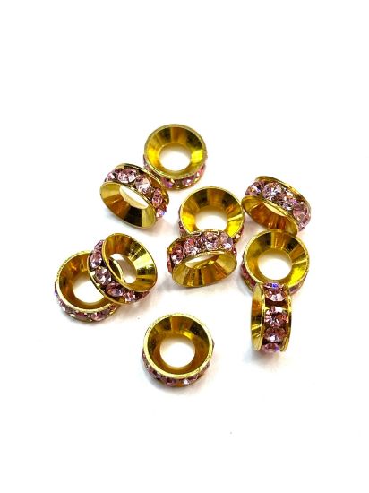 Picture of Rondelle Strass 10mm hole 5mm Rose x1