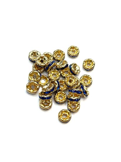 Picture of Rondelle Strass 5mm Gold/Cobalt x10