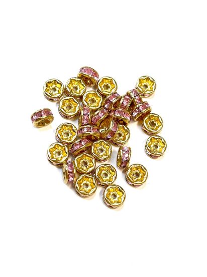 Picture of Rondelle Strass 5mm Gold/Pink x10