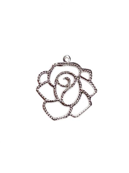 Picture of Filigree Fancy Rose 25mm Silver Tone x1