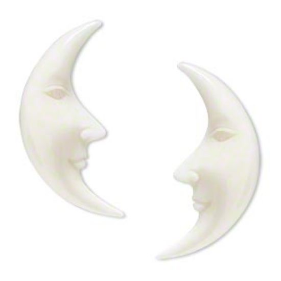 Picture of Embellishment Bone (bleached) 28x12mm-32x16mm undrilled left- and right-facing Moon White x2