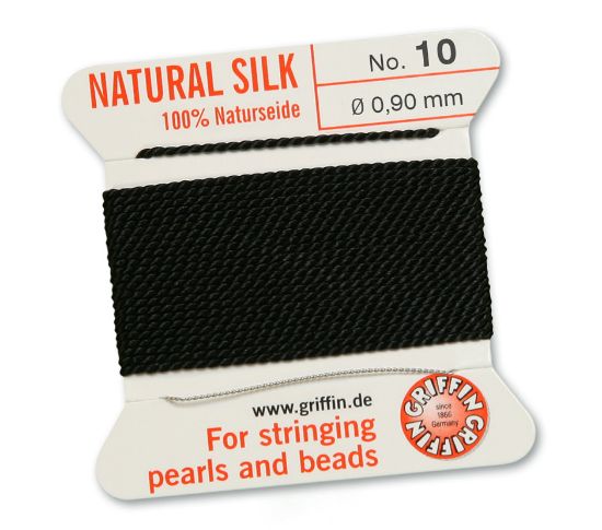 Picture of Griffin Silk Beading Cord & Needle size #10 - 0,90mm Black x2m