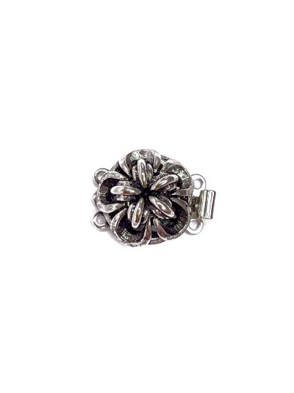 Picture of Claspgarten Clasp Box Flower 14mm 3-strand Palladium Plated x1