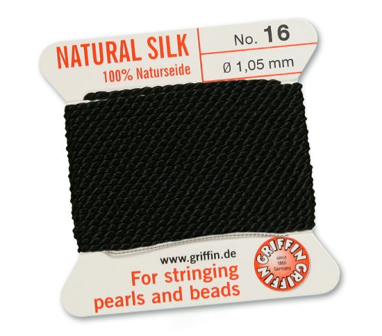 Picture of Griffin Silk Beading Cord & Needle size #16 - 1,05mm Black x2m