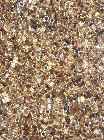 Picture of Miyuki Cubes 1.8mm 234 Crystal Sparklin Metalic Gold Lined x10g