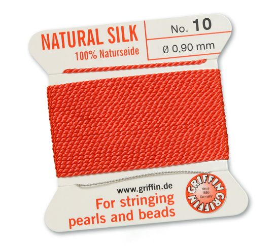 Picture of Griffin Silk Beading Cord & Needle size #10 - 0.90mm Coral x2m