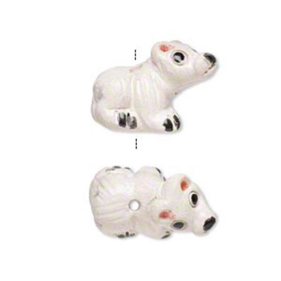 Picture of Ceramic Bead hand-painted Polar Bear 19x13mm x1