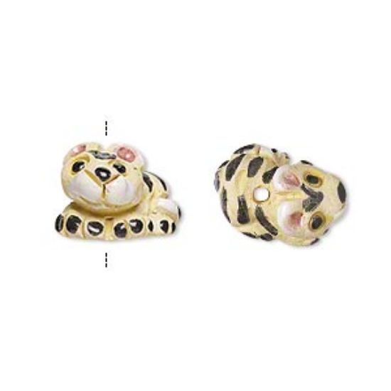 Picture of Ceramic Bead hand-painted Leopard 20x12mm x1