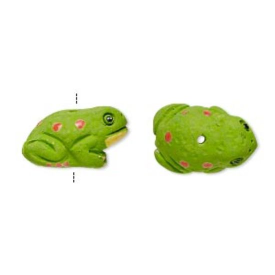 Picture of Ceramic Bead hand-painted Toad 19x11mm x1