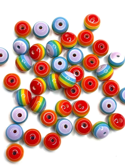 Picture of Resin Bead 8mm round Rainbow x50