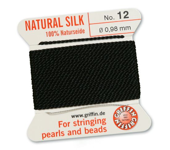 Picture of Griffin Silk Beading Cord & Needle size #12 - 0.98mm Black x2m