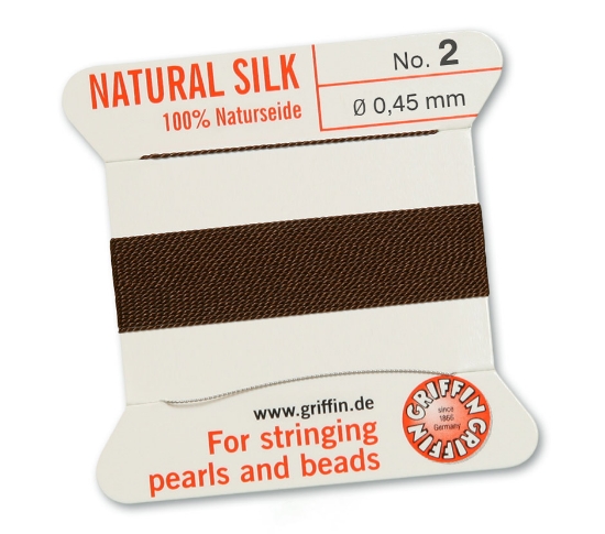 Picture of Griffin Silk Beading Cord & Needle size #2 - 0,45mm Brown x2m