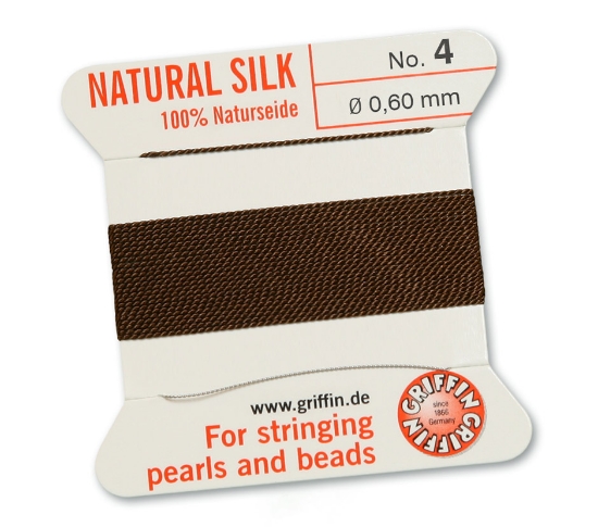 Picture of Griffin Silk Beading Cord & Needle size #4 - 0,60mm Brown x2m