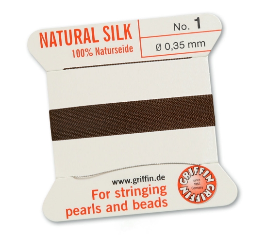 Picture of Griffin Silk Beading Cord & Needle size #1 - 0,35mm Brown x2m