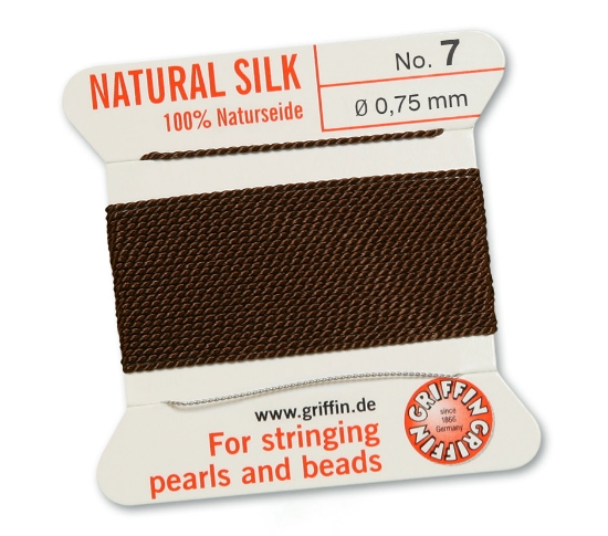 Picture of Griffin Silk Beading Cord & Needle size #7 - 0,75mm Brown x2m