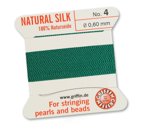 Picture of Griffin Silk Beading Cord & Needle size #4 - 0,60mm Green x2m
