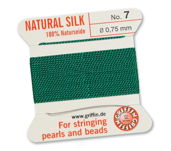 Picture of Griffin Silk Beading Cord & Needle size #7 - 0,75mm Green x2m