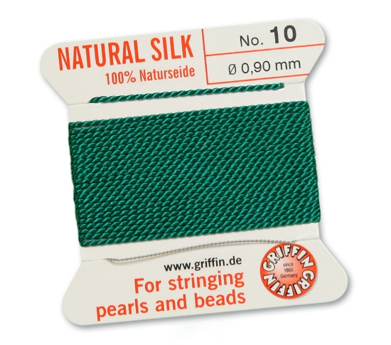 Picture of Griffin Silk Beading Cord & Needle size #10 - 0,90mm Green x2m