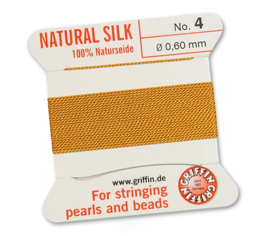 Picture of Griffin Silk Beading Cord & Needle size #4 - 0,60mm Amber x2m