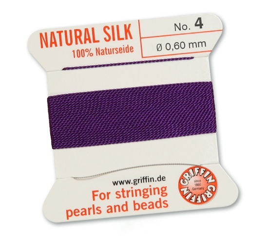 Picture of Griffin Silk Beading Cord & Needle size #4 - 0,60mm Amethyst x2m