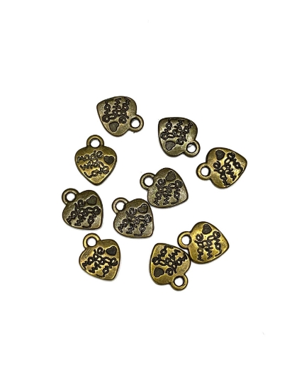 Picture of Charm Made with love DIY Handmade tag 10mm Antiqued Bronze x10