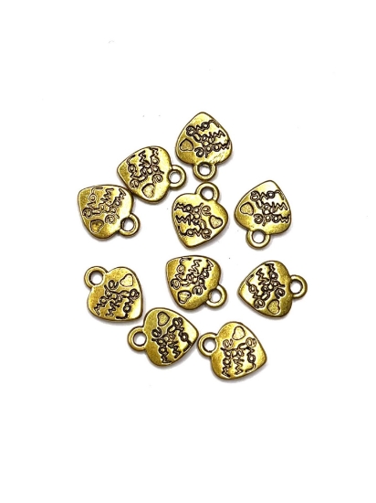Picture of Charm Made with love DIY Handmade tag 10mm Antique Gold x10