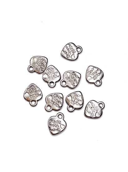 Picture of Charm Made with love DIY Handmade tag 10mm Silver Tone x10