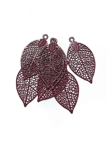 Picture of Filigree Metal Leaf pendant 28x15mm Vintage Rose x1