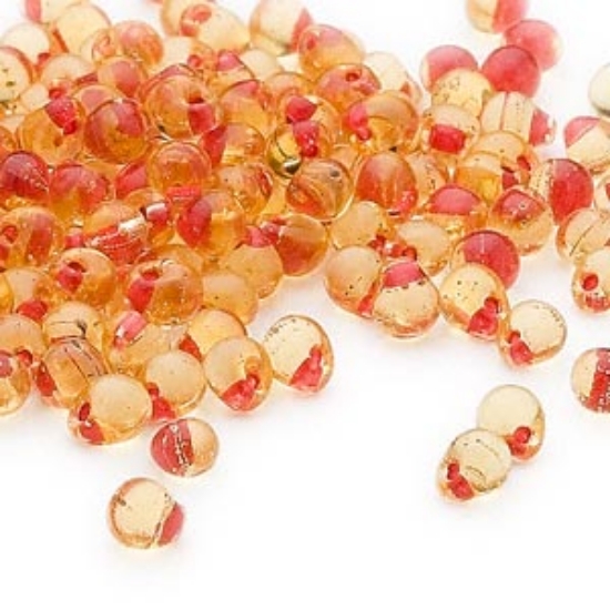 Picture of Miyuki Drop 3.4mm F4 Gold Lined Red x10g