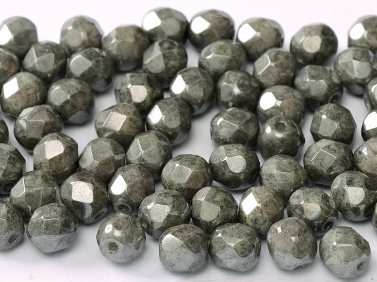 Picture of Fire-Polished 4mm Chalk White Grey Luster x100 