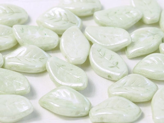 Picture of Leaves 14x9mm Chalk White Mint Luster x10