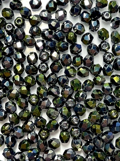 Picture of Fire-Polished 3mm Metallic Light Green x100