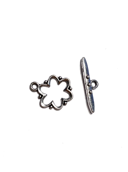 Picture of Clasp Toggle 19x15x1.5mm flower Antique Silver x5