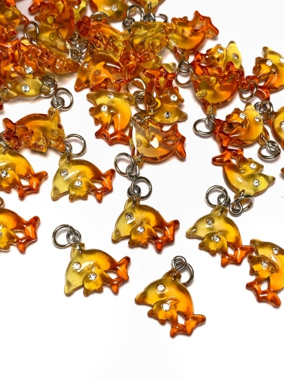 Picture of Pendant YALC Dolphins 14x10mm Orange x1