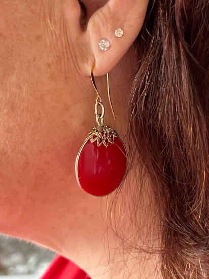 Picture of Vintage Pendant 26mm Coral Red x1