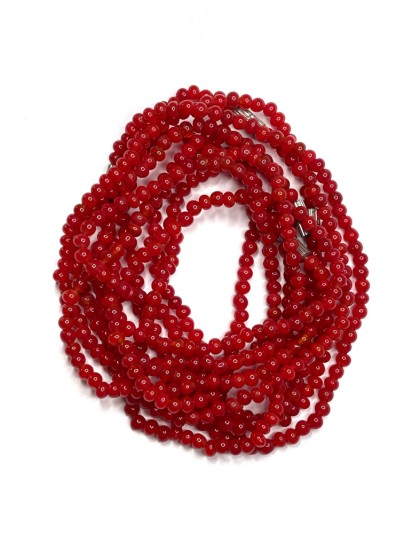 Picture of Vintage Glass beads 4mm round Red x38cm