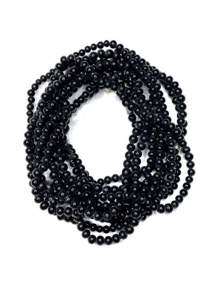 Picture of Vintage Glass beads 4mm round Black x38cm
