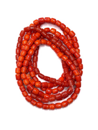 Picture of Vintage Glass beads 6mm round Orange x35cm