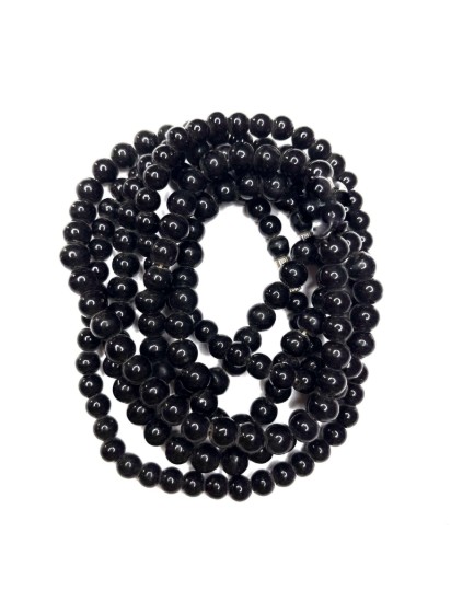 Picture of Vintage Glass beads 6mm round Black x40cm