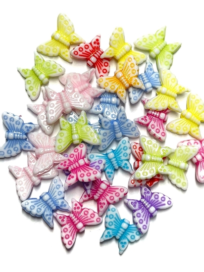 Picture of Acrylic Bead Butterfly 12.5x16x4mm Mix x50