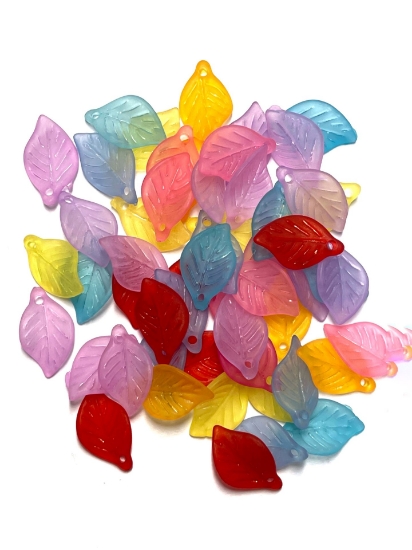 Picture of Acrylic Pendant Leaf 18x11mm Color Mix x50