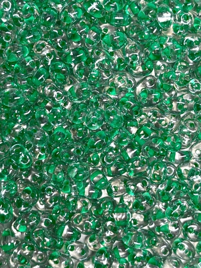 Picture of Preciosa Twin Beads 2.5x5mm  Crystal Light Green Color Lined x10g