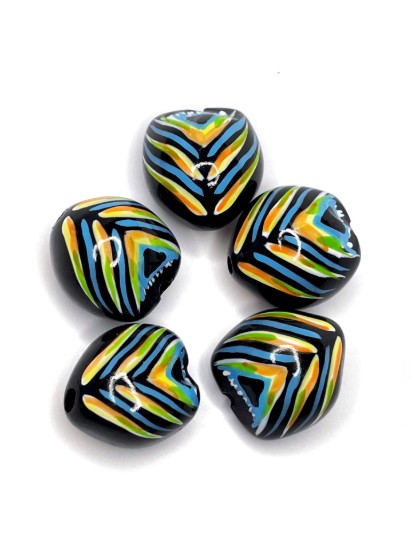Picture of Lumbang Seed 20-25mm with painted strips Black Colour Mix x1