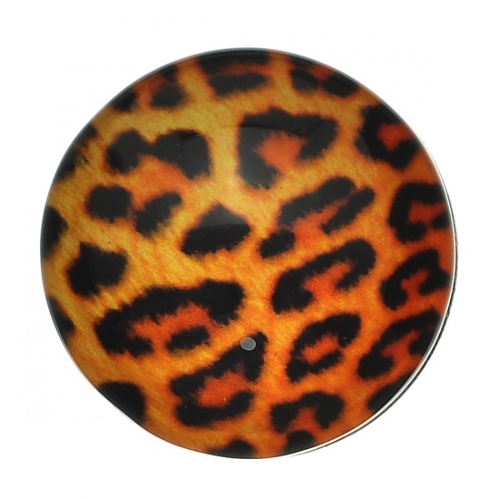 Picture of Glass Chunk Buttons 18mm Leopard Pattern x1