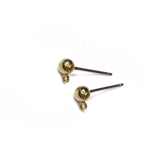 Picture of Stainless Steel Ear stud ball 4mm w/ loop Gold x10