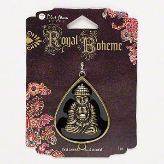 Picture of Pendant Teardrop 46x36mm Buddha  Antique Brass x1