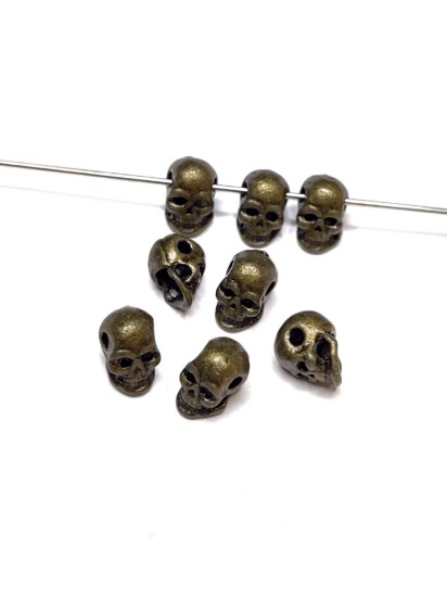 Picture of Skull Bead 8x5mm Bronze x5